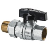 Robinet de trecere cu bila Valvex Tryton, alama nichelata, cu racord olandez, DN 20, PN 40, maner fluture
