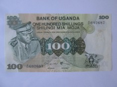 Rara! Uganda 100 Shillings 1973 aUNC Idi Amin Dada foto
