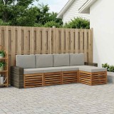 vidaXL Set de canapele de exterior 5 pcs Natural și gri deschis 3384247