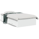 VidaXL Cadru de pat cu sertare, alb, 75x190 cm, lemn prelucrat