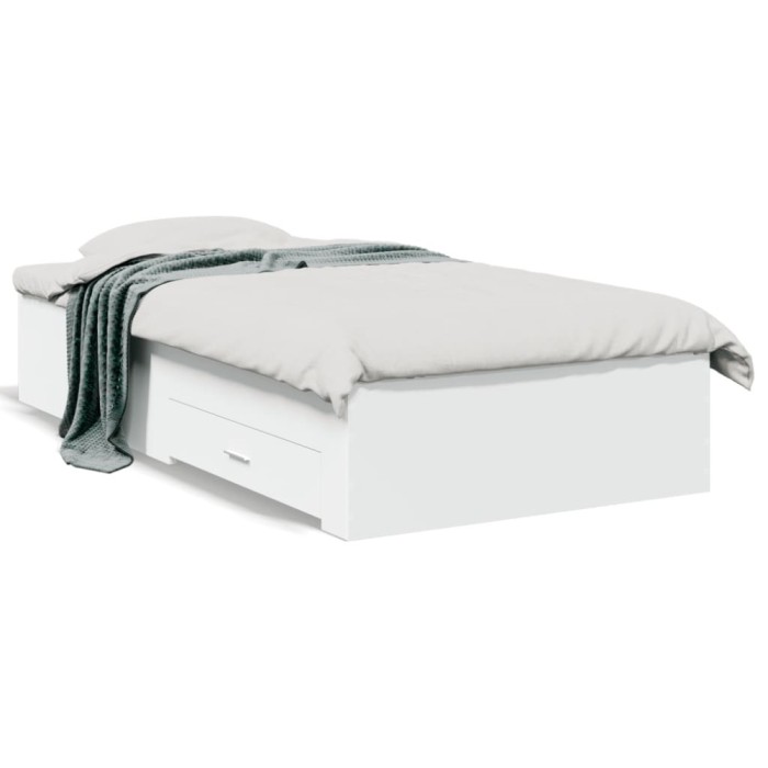 vidaXL Cadru de pat cu sertare, alb, 75x190 cm, lemn prelucrat 3280440