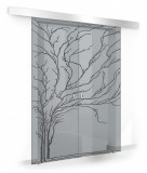 Usa culisanta Boss &reg; Duo model Tree negru, 90+90x215 cm, sticla gri securizata, glisanta in ambele directii, Modern Glass Art