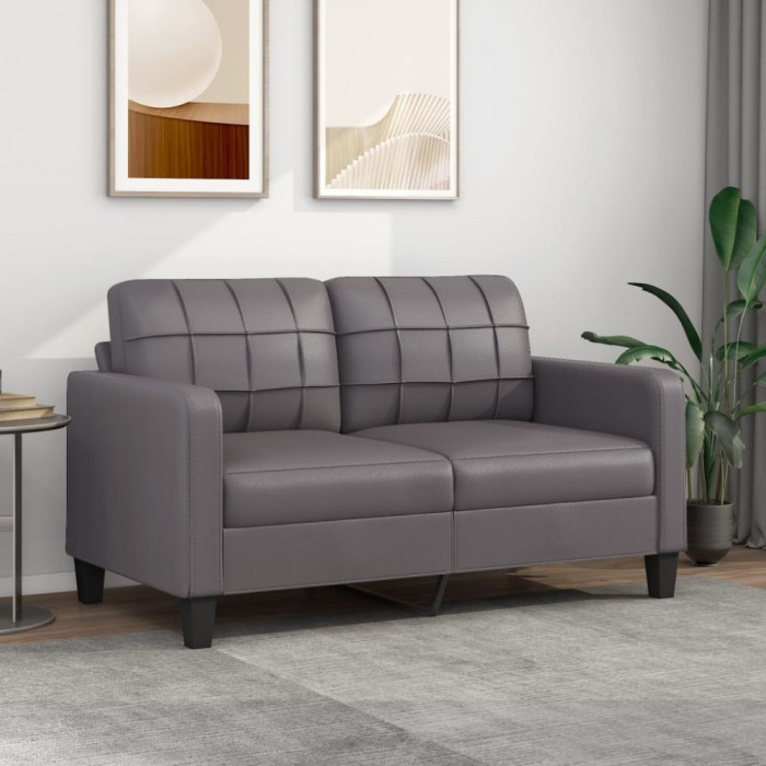 vidaXL Canapea cu 2 locuri, gri, 140 cm, piele ecologică 359119