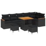 vidaXL Set de canapele pentru grădină cu pernă 9 pcs Negru Rattan poli 3363059