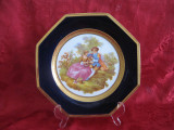 FARFURIE PORTELAN CU COBALT LIMOGES FRANTA MODEL FRAGONARD BORDURA AUR 25 CM