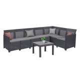 Canapea de colț Claire XI cu 7 locuri și masă Orlando