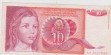 BANCNOTA 10 DINARI 1 IX 1990 JUGOSLAVIA VF