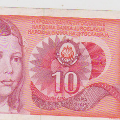 BANCNOTA 10 DINARI 1 IX 1990 JUGOSLAVIA VF