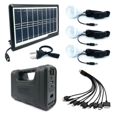 Kit panou solar cu lampa U, lanterna, USB, 3 becuri 6V 4Ah, GD-Lite-1 foto