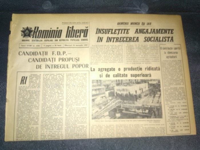 ZIARUL ROMANIA LIBERA 20 IANUARIE 1965
