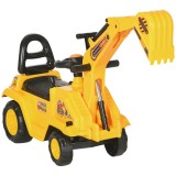 HOMCOM Excavator pentru copii cu cupă și spațiu de depozitare, claxon, volan, 18-48 luni, galben | Aosom Romania