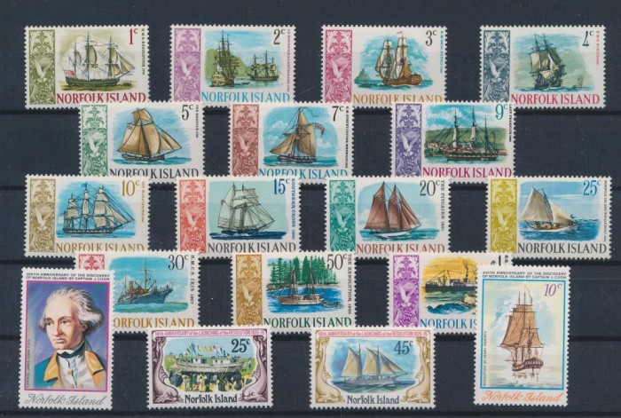247-NORFOLK ISLAND-Nave-Vapoare-Serie de 14 timbre nestampilate MNH