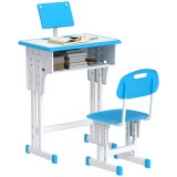 HOMCOM Bancă pentru Copii 6-12 Ani cu &Icirc;nălțime Reglabilă, cu Suport pentru Cărți și Raft, 60x45x90-102 cm, Albastru | Aosom Romania