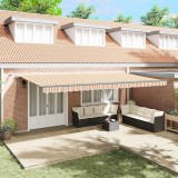 Marchiză retractabilă automată cu dungi LED multicolore 600x300 cm