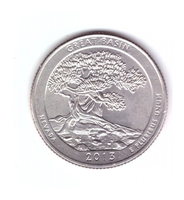 Moneda SUA 25 centi/quarter dollar 2013 D, Nevada Great Basin, stare buna, curata