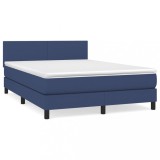 Cumpara ieftin Pat box spring cu saltea, albastru, 140x200 cm, textil