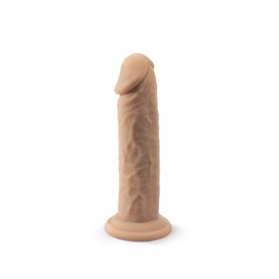Dildo Thermo Reactive Silicon cu Memorie Dubla Densitate, Natural, 15.4 cm foto