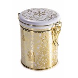 Cutie depozitare, Craciun metal alb auriu cm 11,5 x 9 x 12 H