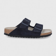 Birkenstock papuci din piele Arizona femei, culoarea bleumarin 1020716-Midnight