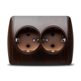Priză dublă Schuko 16A nuc inchis Zirve - ELBI