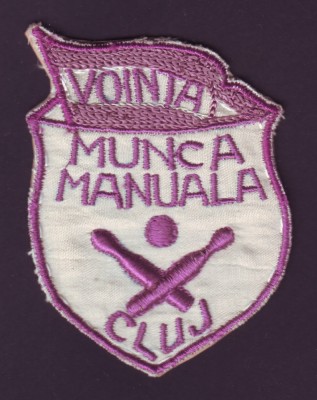 Emblema sportiva brodata Echipa de Popice VOINTA MUNCA MANUALA Cluj, anii 50 foto