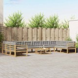 vidaXL Set de canapele de exterior cu pernă 11 pcs Alb și gri deschis 3387125