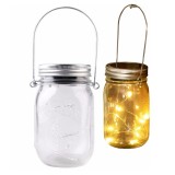 Lampa solara cu 10 LED-uri tip borcan 13.5 x 8 x 7.5 cm Alb Cald