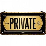 Placa metalica cu snur - Private - 10x20 cm