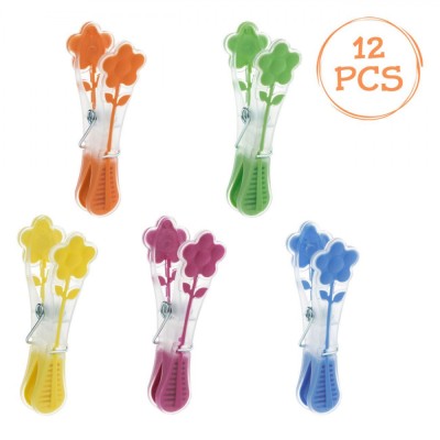 Set C&amp;acirc;rlige Rufe, Softgrip, Multicolor, 12 Bucăți, Model Flori, Plastic Transparent foto