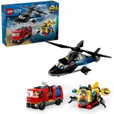 LEGO&reg; City - Elicopter, autospeciala de pompieri si submarin in versiuni remixate 60462, 874 piese
