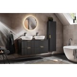 Set Mobilier baie, din MDF, 7 piese, 120 cm, Adel Negru culoare mat