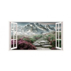 Sticker decorativ, Fereastra 3D, Munte, 85 cm, 251STK