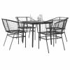 Set Gradina 5 Piese Gossi, Polirattan Negru, Masa Sticla, Cadru Otel, 4 Scaune, 80x80x74 cm