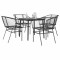 Gossi set de sufragerie de gradina 5 piese sticla neagra polirattan