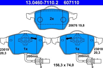 ATE 13.0460-7110.2 set placute frana,frana disc foto
