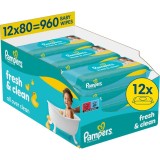Pampers Fresh &amp; Clean Servetele umede pentru copii 12x80 buc