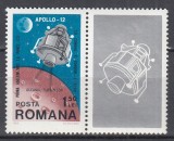 ROMANIA 1969 LP 715 COSMOS IV APOLLO 12 SERIE CU 4 VINIETA MNH, Nestampilat