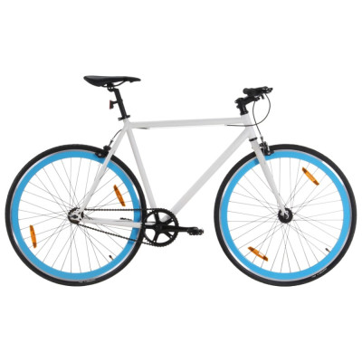 vidaXL Bicicletă cu angrenaj fix, alb și albastru, 700c, 51 cm foto