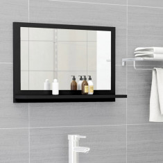 vidaXL Oglindă de baie, negru, 60 x 10,5 x 37 cm, PAL foto