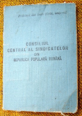 Carnet Sindicalist 1954 foto