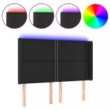Cumpara ieftin Tablie de pat cu LED, negru, 147x16x118/128 cm, piele ecologica