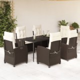 VidaXL Set mobilier de grădină cu perne, 7 piese, maro, poliratan