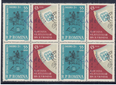 ROMANIA 1963 LP 557 CONFERINTA A. F. R. PE TARA -SUPRATIPAR BLOC DE 4 MNH foto
