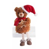 Figurina Ursulet Craciun textil multicolor cm 9x6,5x17 H