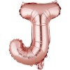 Balon folie metalizata litera j, flippy, 40 cm, umflati cu heliu sau aer, ambalaj individual, pai inclus, rose gold