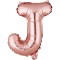 Balon folie metalizata litera j, flippy, 40 cm, umflati cu heliu sau aer, ambalaj individual, pai inclus, rose gold
