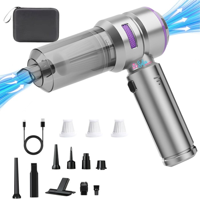 Aspirator Portabil pentru Casa si Masina, Sofia CONCEPT&reg;, 3 in 1, 16000Pa, 6000 Mah, Purple
