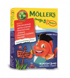 Pestisori gumati cu Omega-3 aroma de lamaie verde si capsuni, 36 jeleuri, Moller&#039;s