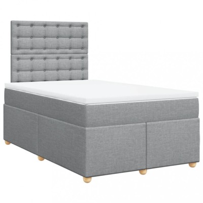 Gossi pat box spring cu saltea, gri deschis, 120x190 cm, textil foto