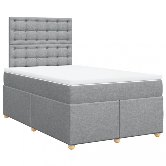 Gossi pat box spring cu saltea, gri deschis, 120x190 cm, textil